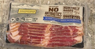 No Sugar Thick Cut Smoked Uncured Bacon, Smoked