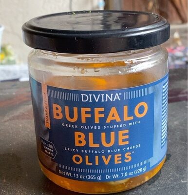 Buffalo Blue Greek Olives Stuffed With Spicy Buffalo Blue Cheese, Buffalo Blue
