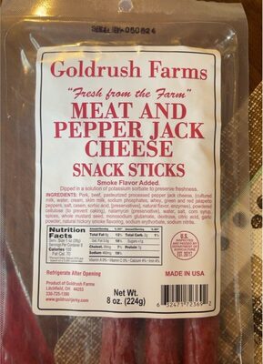 Meat And Pepper Jack Cheese Snack Sticks, Meat And Pepper Jack