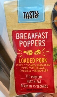 Loaded Pork Fully Cooked Seasoned Pork With Eggs, Cheese & Vegetables Breakfast Poppers, Loaded Pork