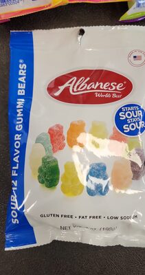 Sour Gummi Bears, Cherry, Strawberry, Mango, Pineapple, Lemon, Orange, Green Apple, Watermelon, Pink Grapefruit, Lime, Blue Raspberry, Grape