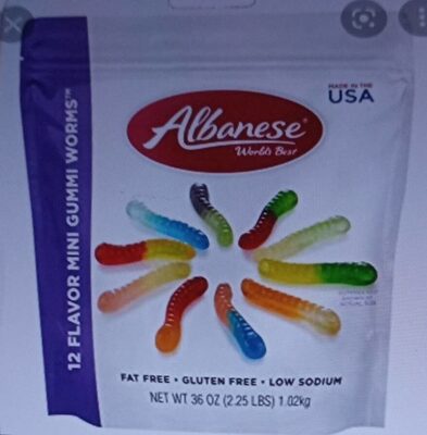 Mini Gummi Worms, Cherry, Strawberry, Mango, Pineapple, Lemon, Orange, Green Apple, Watermelon, Pink Grapefruit, Lime, Blue Raspberry, Grape