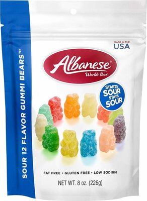 Sour Gummi Bears, Cherry, Strawberry, Mango, Pineapple, Lemon, Orange, Green Apple, Watermelon, Pink Grapefruit, Lime, Blue Raspberry, Grape