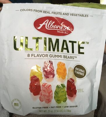 8 Flavor Gummi Bears, Alphonso Mango, Amity Raspberry, Asian Pear, Black Currant, Blood Orange, Crimson Cranberry, Fuji Apple, Queen Pineapple
