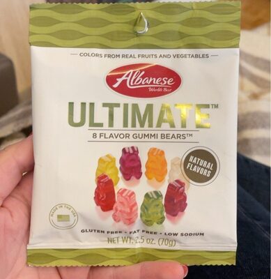 8 Flavor Gummi Bears, Alphonso Mango, Amity Raspberry, Asian Pear, Black Currant, Blood Orange, Crimson Cranberry, Fuji Apple, Queen Pineapple