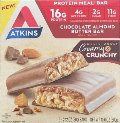 Chocolate Almond Butter Flavored Protein Meal Bars, Chocolate Almond Butter
