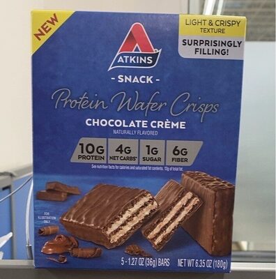 Chocolate Creme Flavored Snack Protein Wafer Crisps Bars, Chocolate Creme
