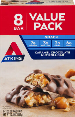 Caramel Chocolate Nut Flavored Snack Roll Bars, Caramel Chocolate Nut