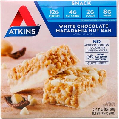White Chocolate Macadamia Nut Flavored Snack Bars, White Chocolate Macadamia Nut