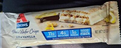Lemon Vanilla Flavored Snack Protein Wafer Crisps Bar, Lemon Vanilla