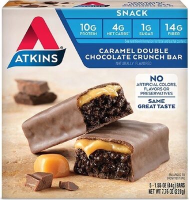Caramel Double Chocolate Crunch Flavored Snack Bars, Caramel Double Chocolate Crunch