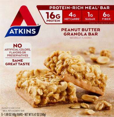 Peanut Butter Flavored Protein Meal Granola Bars, Peanut Butter