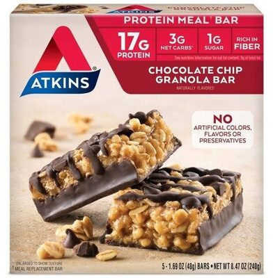 Chocolate Chip Flavored Protein Meal Granola Bars, Chocolate Chip
