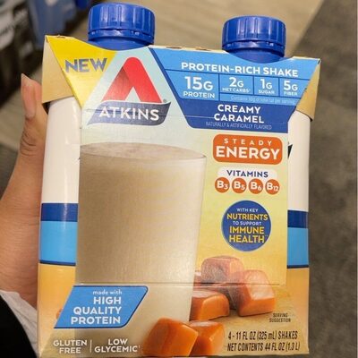 Protein 15 G, Net Carbs 2 G, Sugar 1 G, Fiber 5 G Protein-Rich Shakes, Creamy Caramel, Creamy Caramel