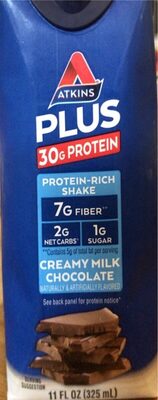 Protein 30 G, Fiber 7 G, Net Carbs 2 G, Sugar 1 G Protein-Rich Shake, Creamy Milk Chocolate, Creamy Milk Chocolate