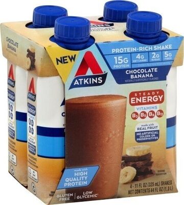 Protein 15 G, Net Carbs 4 G, Sugar 2 G, Fiber 5 G Protein-Rich Shakes, Chocolate Banana, Chocolate Banana