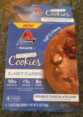 Double Chocolate Chip Flavored Snack Protein Cookies, Double Chocolate Chip