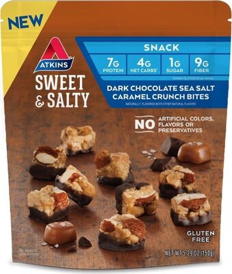 Dark Chocolate Sea Salt Caramel Crunch Bites Flavored Snack, Dark Chocolate Sea Salt Caramel Crunch Bites