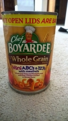Whole Grain Abc's & 123's With Meatballs Mini Pasta And Meatballs Made With Pork, Chicken And Beef In Tomato Sauce, Whole Grain Abc's & 123's With Meatballs