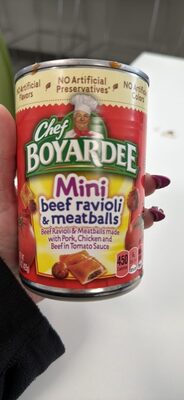 Chef Boyardee Mini Beef Ravioli and Meatballs in Tomato Sauce, Ready-to-Eat Meal, 15 oz. Can