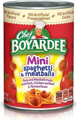 Chef Boyardee Mini Spaghetti and Meatballs in Tomato Sauce, 14.5 oz. Can