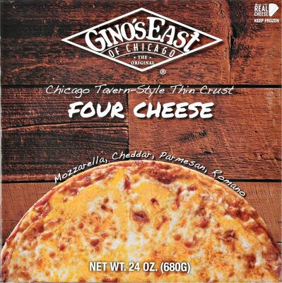 Four Cheese Mozzarella, Cheddar, Parmesan, Romano Chicago Tavern-Style Thin Crust Pizza, Four Cheese