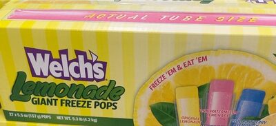 Lemonade Giant Freeze Pops, Original Lemonade; Pink Watermelon Lemonade; Blue Raspberry Lemonade
