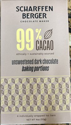 Unsweetened 99% Cacao Dark Chocolate Bars, Unsweetened