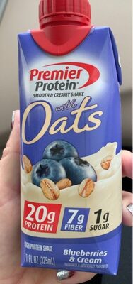Blueberries & Cream High Protein Shake With Oats, Blueberries & Cream