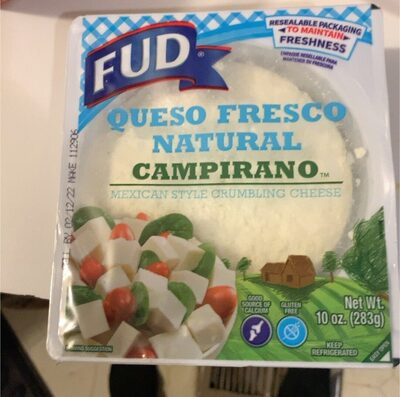 Queso Fresco Campirano Mexican Style Crumbling Cheese, Queso Fresco Campirano