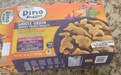 Whole Grain Breaded Dinosaur-Shaped Chicken Breast Nuggets Patties With Rib Meat, Whole Grain