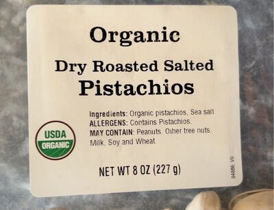 Dry Roasted Salted Organic Pistachios, Dry Roasted Salted