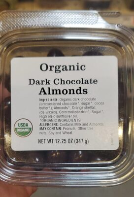 Dark Chocolate Organic Almonds, Dark Chocolate