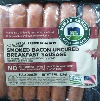 Smoked Bacon Uncured Breakfast Sausage, Smoked Bacon Uncured