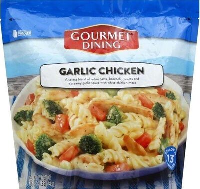 A Select Blend Of Rotini Pasta, Broccoli, Carrots And A Creamy Garlic Sauce With White Chicken Meat, Garlic Chicken