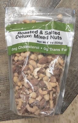 Roasted & Salted Cashews, Almonds, Brazil Nuts, Hazelnuts, Pecans, Peanuts Deluxe Mixed Nuts, Roasted & Salted