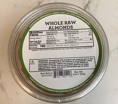 Whole Raw Almonds