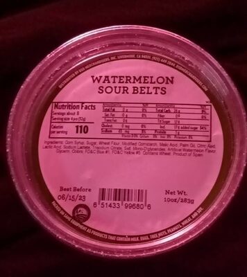 Watermelon Sour Belts Candy, Watermelon Sour Belts