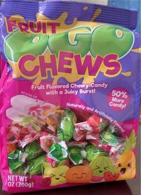 Apple, Strawberry, Orange, Tropical, Cherry, Watermelon Fruit Flavored Chewy Candy, Apple, Strawberry, Orange, Tropical, Cherry, Watermelon