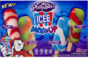 Mix It Up Ice Pops, Green Apple & Watermelon, Red & White Cherry, Blue Raspberry & White Cherry, Strawberry & Kiwi