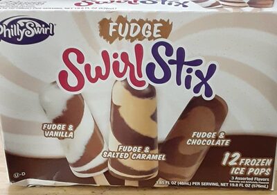 Assorted Fudge Swirl Stix Ice Pops, Fudge & Vanilla, Fudge & Salted Caramel, Fudge & Chocolate