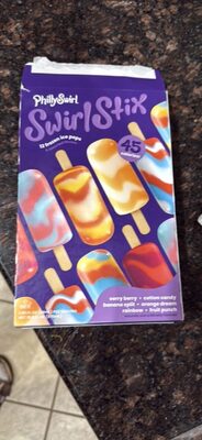 Assorted Swirl Stix Ice Pops, Rainbow, Orange Dream, Cotton Candy, Verry Berry, Fruit Punch, Banana Split