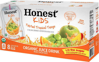 Honest Kids Twisted Tropical Tango Pouches, 6.75 Fl Oz, 8 Pack, Pineapple; Mango