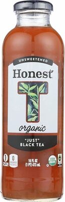 Honest Tea Just Black Glass Bottle, 16 fl oz