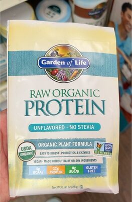 Raw Organic Plant Formula Protein 22 G, Bcaas 4 G, Sugar 0 G Powder, Unflavored No Stevia, Unflavored No Stevia