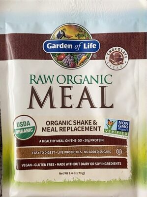 Raw Organic Plant-Based Protein 20 G Meal Replacement Shake Powder, Chocolate, Chocolate