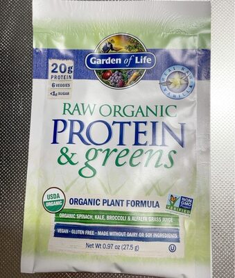 Raw Organic Protein 20 G & Greens Plant Formula Powder, Vanilla, Vanilla