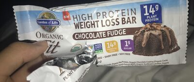Organic Fit Plant Based High Protein 14 G Weight Loss Bar, Chocolate Fudge, Chocolate Fudge
