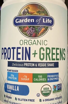 Organic Protein + Greens Delicious Protein & Veggie Shake, Vanilla