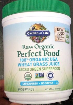 Raw Organic Perfect Food Wheat Grass Juice Juiced Green Superfood Powder, Unflavored, Unflavored